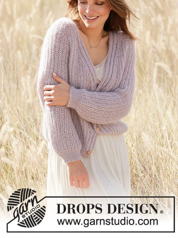 DROPS Lavender Breeze Cardigan DROPS Lavender Breeze Ca