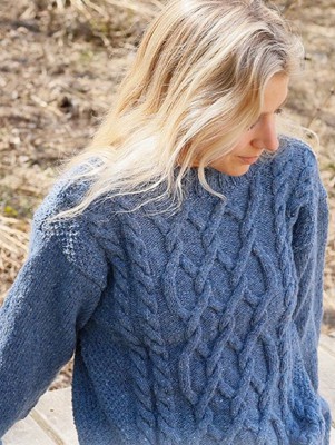 DROPS Blue Diamond Sweater - Cable Sweater - Laughing Hens