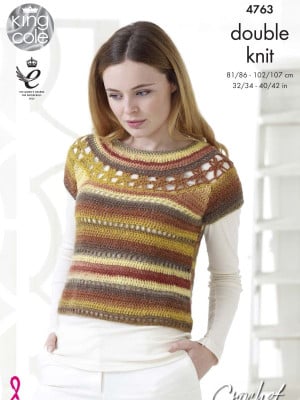 King Cole 4763 Crochet Yoke Top and Accessories										