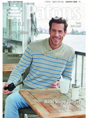 Patons 4056 Men's Stripe Jumper										