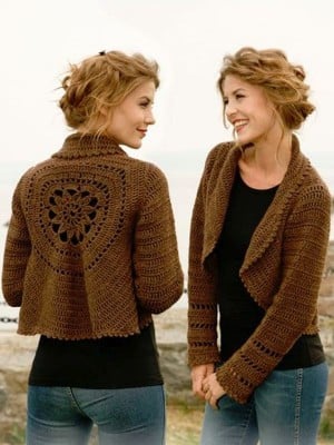 Crochet top circle cardigan