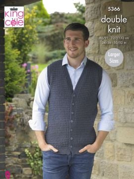 King Cole 5366 Men's Textured Waistcoat and Sweater