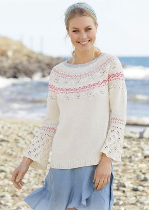 DROPS Relaxing in Reykjavik Fairisle & Lace Jumper